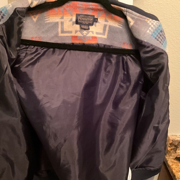 PENDLETON Chief Joseph Jacquard Virgin Wool Bomber Jacket Women’s Size Medium - Picture 11 of 15